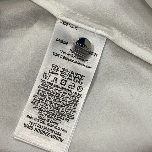 Ted Baker Women's Roobee Pintuck Detailing Long Sleeve Top - White sz 3 US 8 - Picture 11 of 11